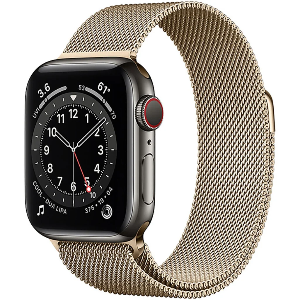 Apple Watch Series 6 GPS + Cellular 40mm Graphite Stainless Steel Case with Gold Milanese Loop (M0DF3/M0DW3)