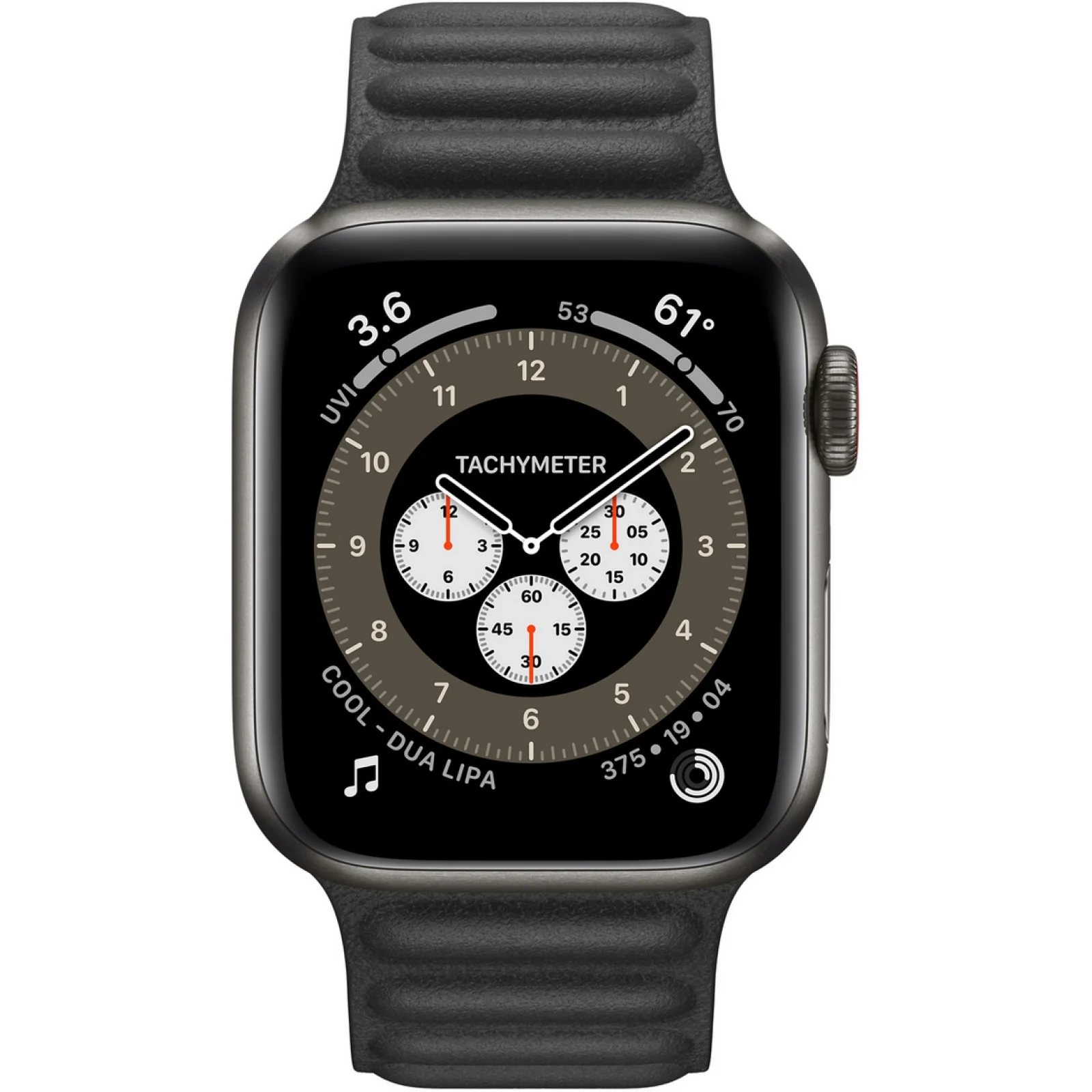 Apple Watch Edition Series 6 GPS + Cellular 44mm Space Black Titanium Case with Black Leather Link (M/L) (M0H13, MY9N2)