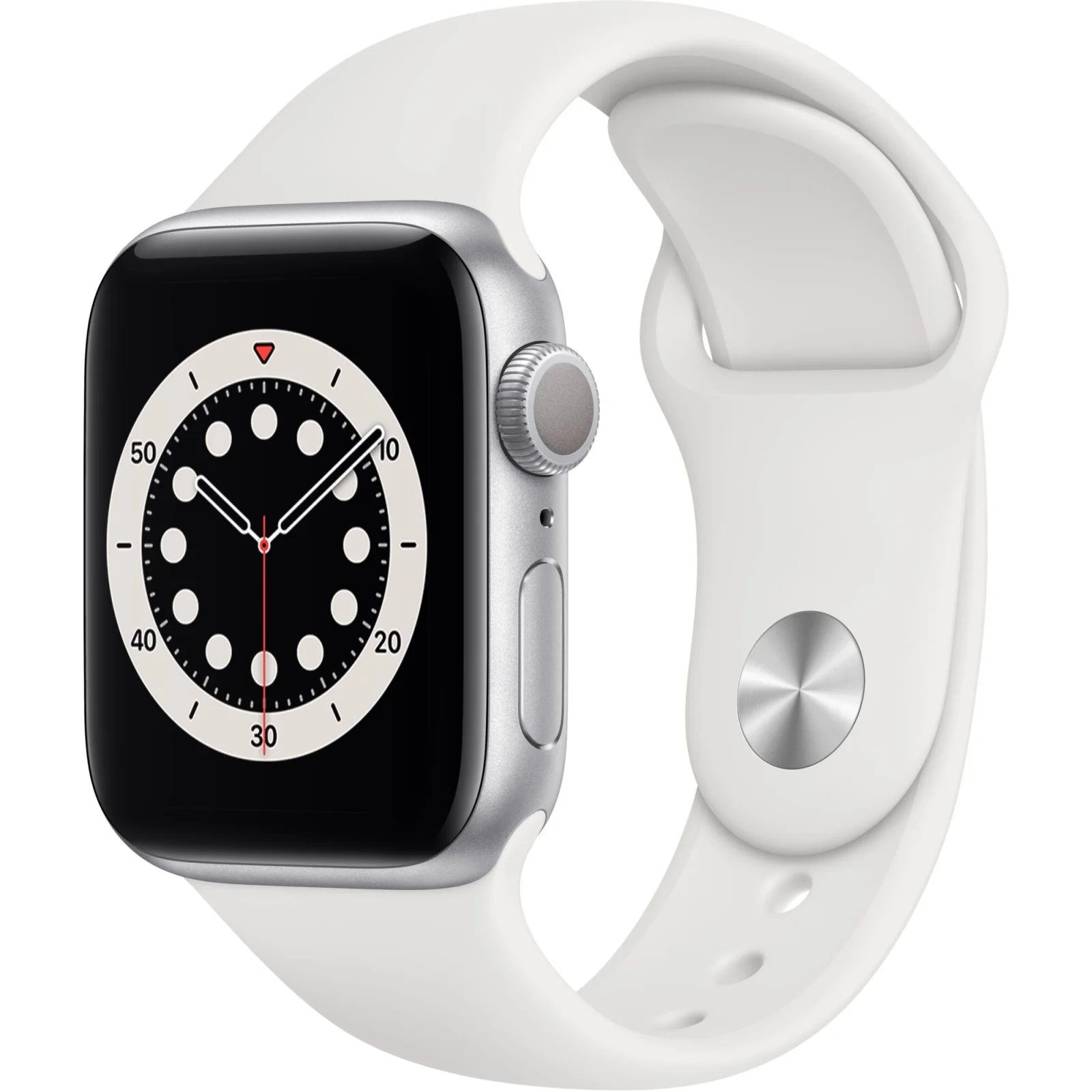 Apple Watch Series 6 GPS 40mm Silver Aluminum Case with White Sport Band MG283 (MG283LL/A)
