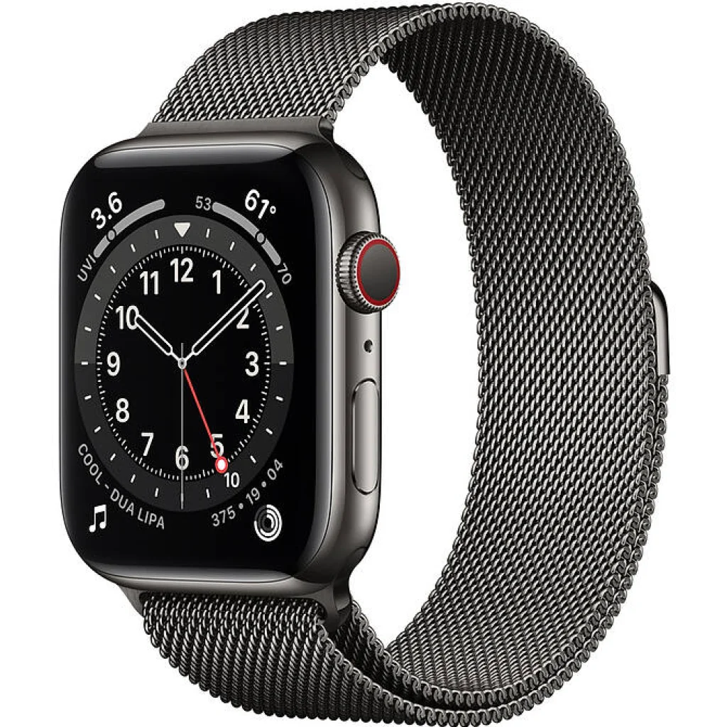 Apple Watch Series 6 GPS + Cellular 40mm Graphite Stainless Steel Case with Graphite Milanese Loop (M06Y3, MG2U3)