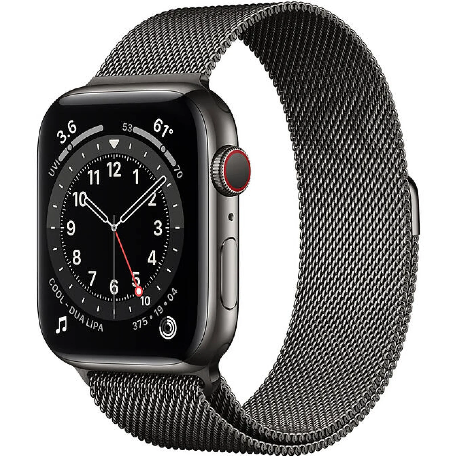 Apple Watch Series 6 GPS + Cellular 40mm Graphite Stainless Steel Case with Graphite Milanese Loop (M06Y3, MG2U3)