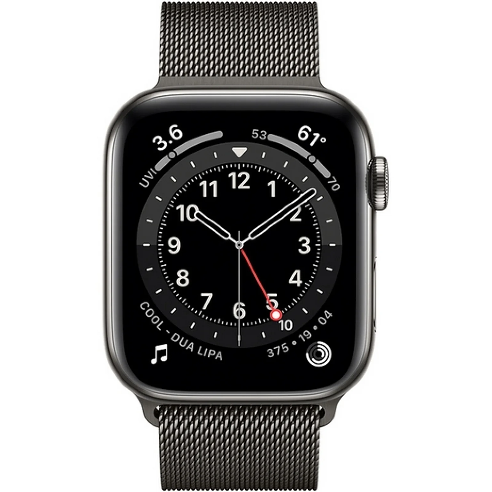 Apple Watch Series 6 GPS + Cellular 40mm Graphite Stainless Steel Case with Graphite Milanese Loop (M06Y3, MG2U3)
