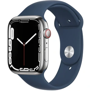 Смарт-часы Apple Watch Series 7 GPS + Cellular 41mm Graphite Stainless Steel Case with Abyss Blue Sport Band (MKHJ3, MKJ13)