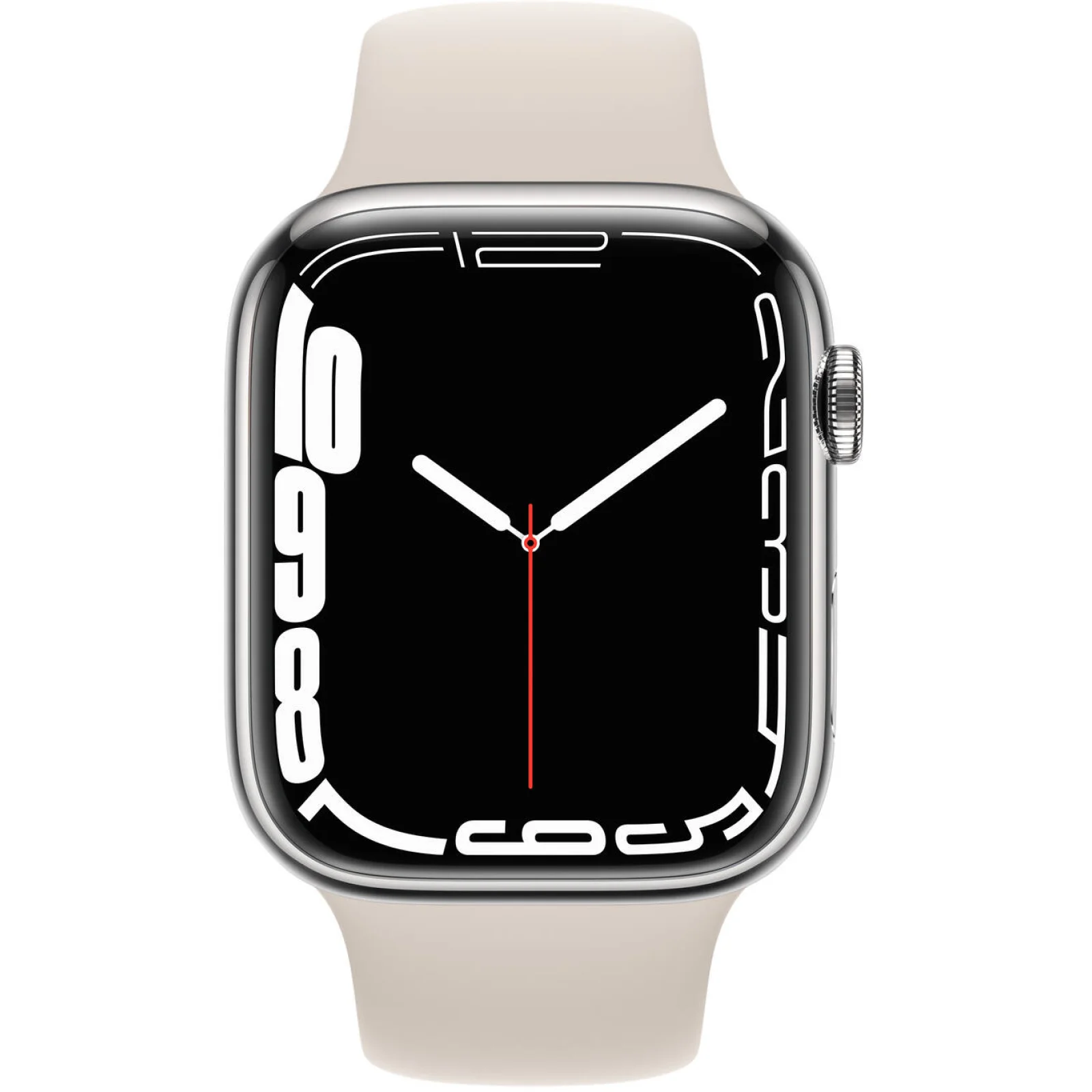 Смарт-часы Apple Watch Series 7 GPS + Cellular 45mm Silver Stainless Steel Case with Starlight Sport Band (MKJD3)