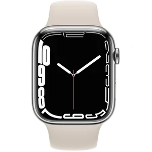 Смарт-годинник Apple Watch Series 7 GPS + Cellular 45mm Silver Stainless Steel Case with Starlight Sport Band (MKJD3)