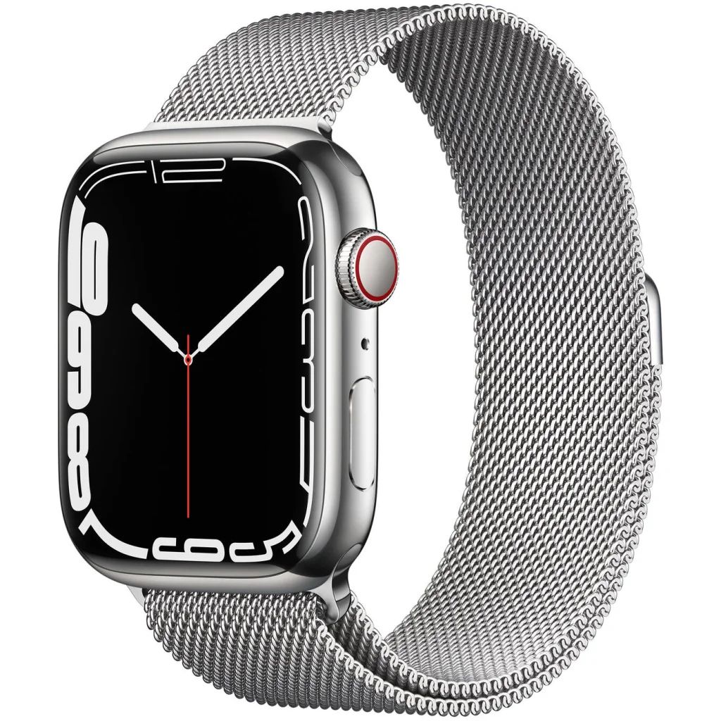 Смарт-годинник Apple Watch Series 7 GPS + Cellular 41mm Silver Stainless Steel Case with Silver Milanese Loop (MKHF3, MKHX3)