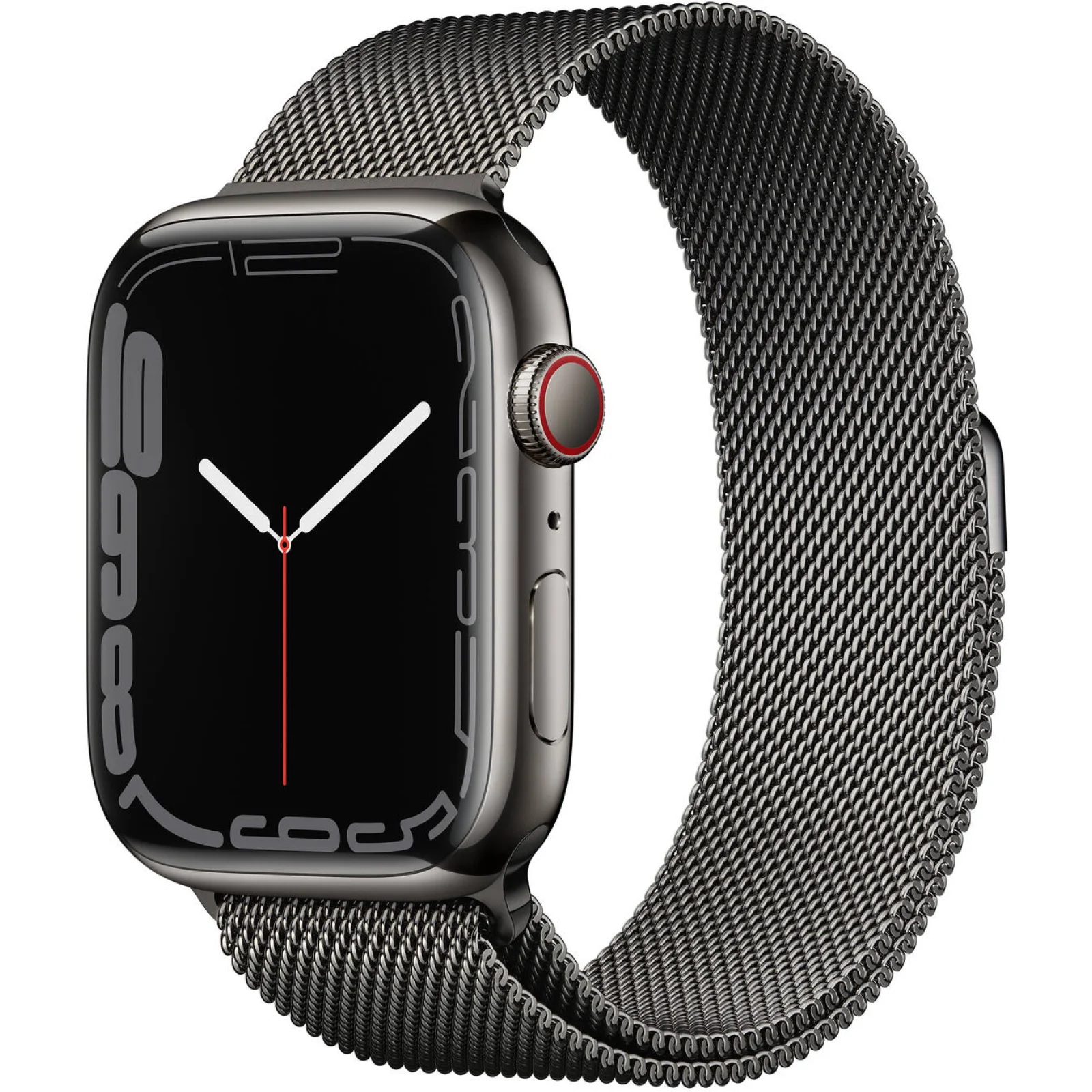 Смарт-годинник Apple Watch Series 7 GPS + Cellular 45mm Graphite Stainless Steel Case with Graphite Milanese Loop (MKJJ3)