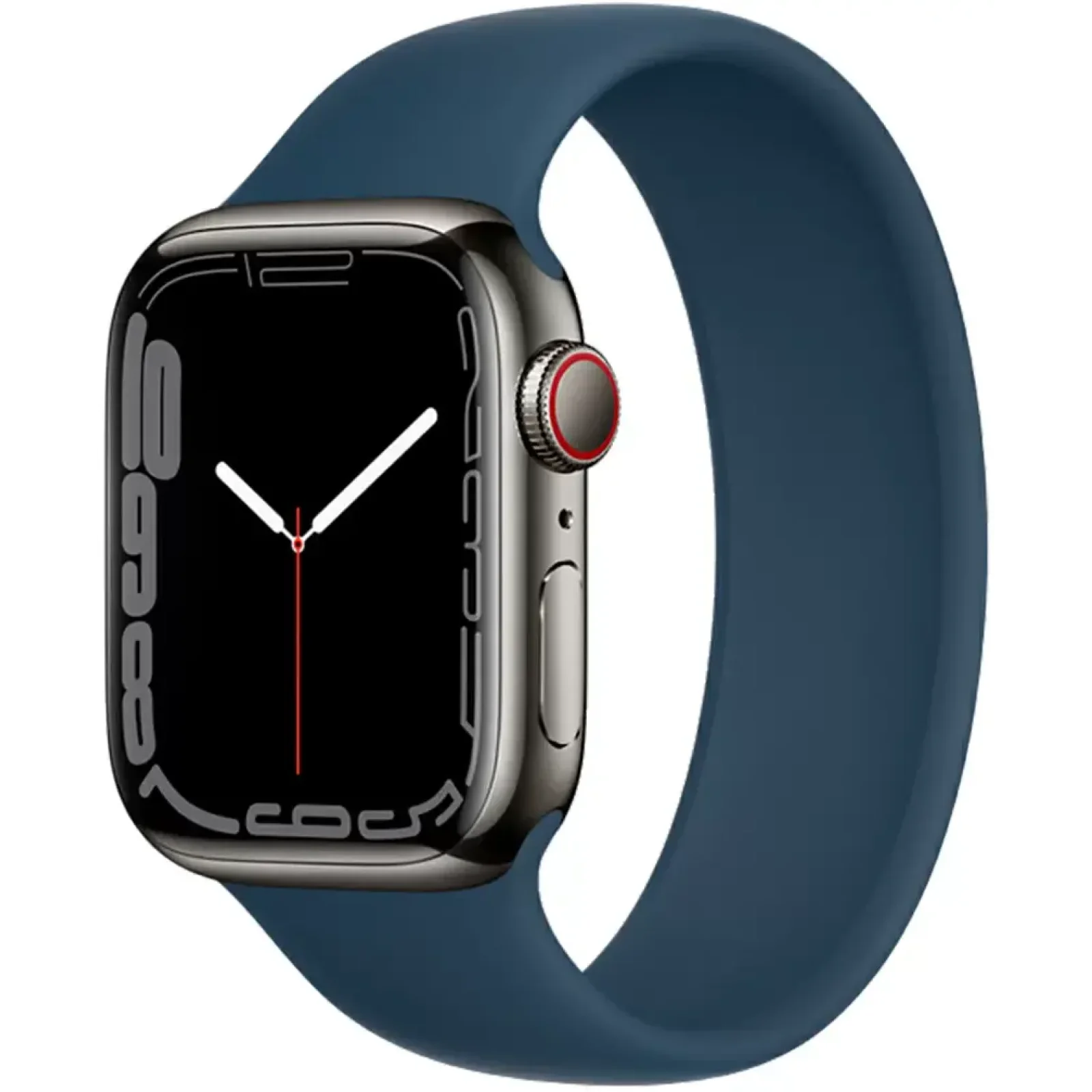 Смарт-годинник Apple Watch Series 7 GPS + Cellular 41mm Graphite Stainless Steel Case with Abyss Blue Solo Loop (MKLG3)