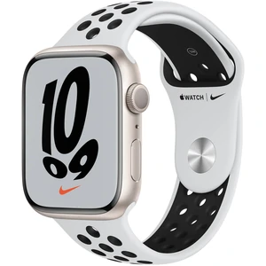 Смарт-годинник Apple Watch Nike Series 7 GPS 41mm Starlight Aluminum Case With Pure Platinum/Black Nike Sport Band (MKN33UL/A) UA