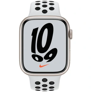 Смарт-годинник Apple Watch Nike Series 7 GPS 41mm Starlight Aluminum Case With Pure Platinum/Black Nike Sport Band (MKN33UL/A) UA