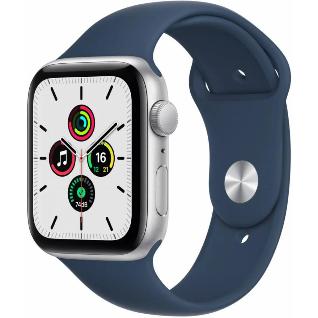 Apple Watch SE GPS 40mm Silver Aluminum Case with Abyss Blue Sport Band (MKNY3)