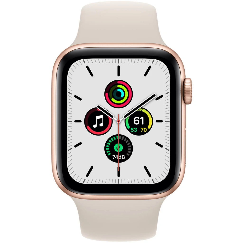 Apple Watch SE GPS 44mm Gold Aluminum Case with Starlight Sport Band (MKQ53)