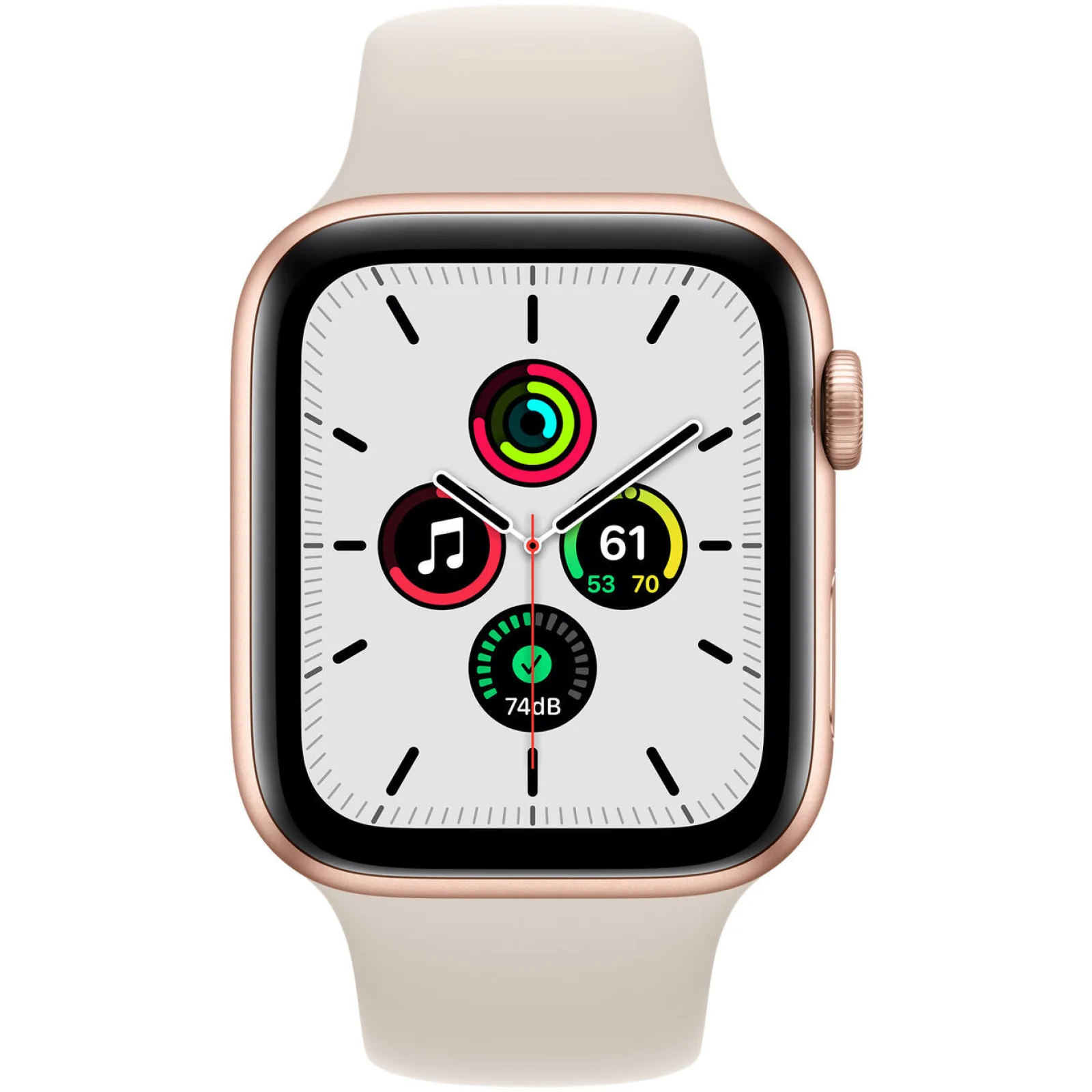 Apple Watch SE GPS 44mm Gold Aluminum Case with Starlight Sport Band (MKQ53)