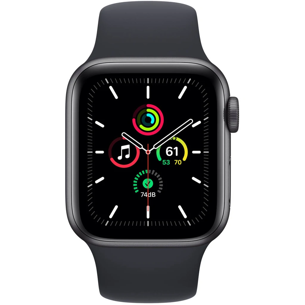 Apple Watch SE GPS 44mm Space Gray Aluminum Case with Midnight Sport Band MKQ63 (MKQ63LL/A)
