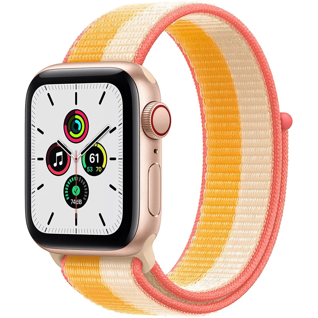 Смарт-годинник Apple Watch SE GPS + Cellular 40mm Gold Aluminum Case with Maize/White Sport Loop (MKQP3)