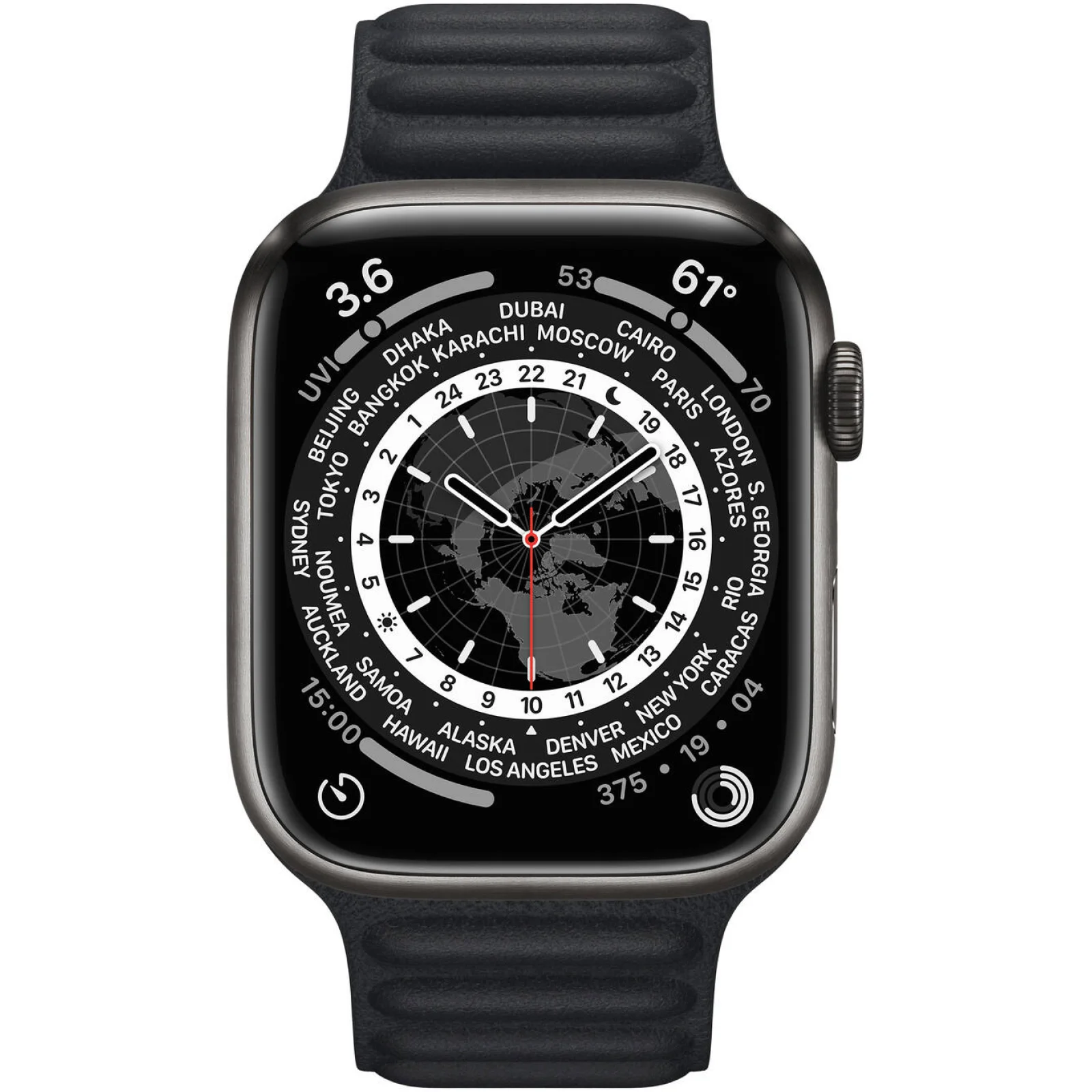 Смарт-часы Apple Watch Series 7 GPS + Cellular 45mm Space Black Titanium Case with Midnight Leather Link (ML8V3, ML813)