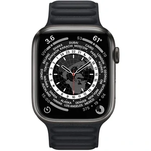 Смарт-часы Apple Watch Series 7 GPS + Cellular 45mm Space Black Titanium Case with Midnight Leather Link (ML8V3, ML813)