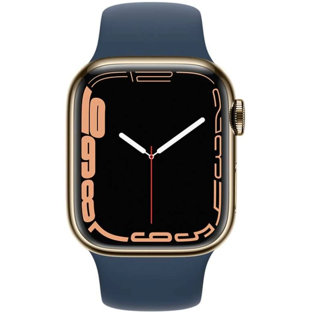 Смарт-годинник Apple Watch Series 7 GPS + Cellular 41mm Gold Stainless Steel Case with Abyss Blue Sport Band (MN9K3)