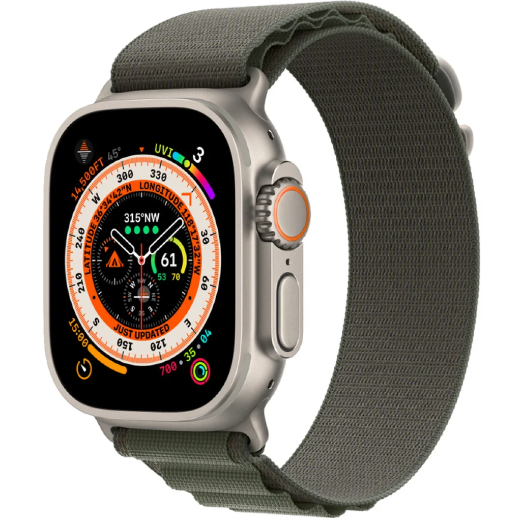 Смарт-часы Apple Watch Ultra GPS + Cellular 49mm Titanium Case with Green Alpine Loop Small (MNHC3/MNHJ3)