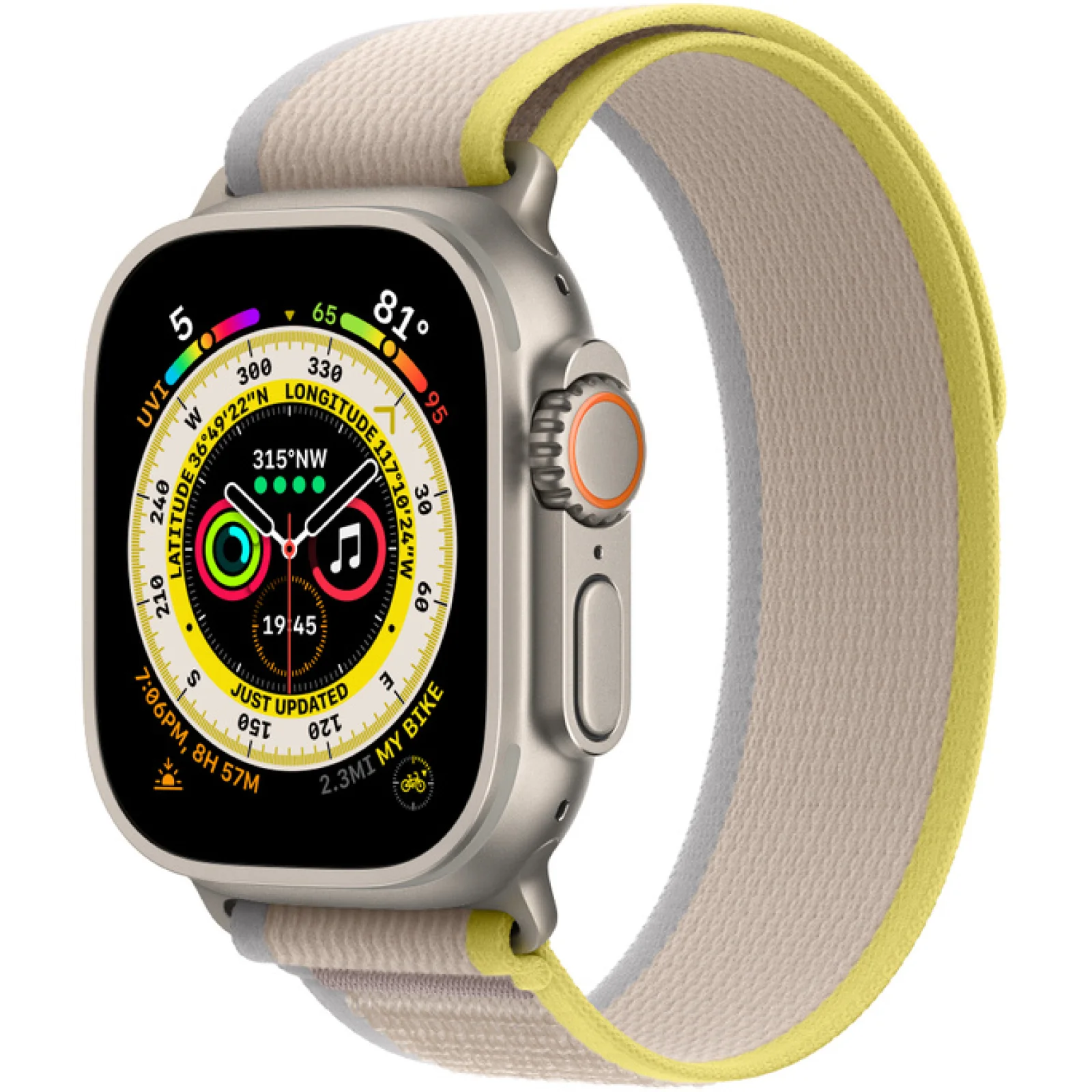 Смарт-часы Apple Watch Ultra GPS + Cellular 49mm Titanium Case with Yellow/Beige Trail Loop M/L (MQF23/MQFU3)