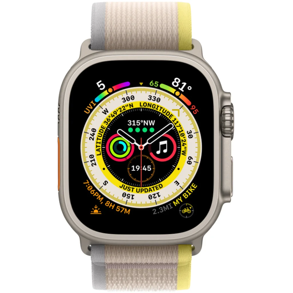Смарт-часы Apple Watch Ultra GPS + Cellular 49mm Titanium Case with Yellow/Beige Trail Loop S/M (MNHD3/MNHK3)