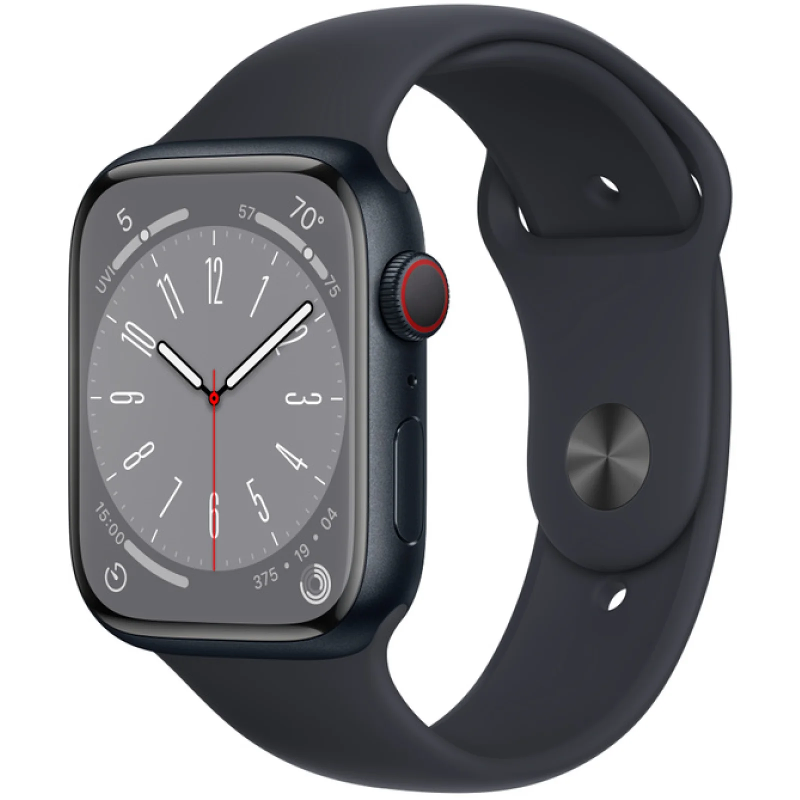 Смарт-годинник Apple Watch Series 8 GPS + Cellular 45mm Midnight Aluminum Case with Midnight Sport Band M/L (MNVL3)