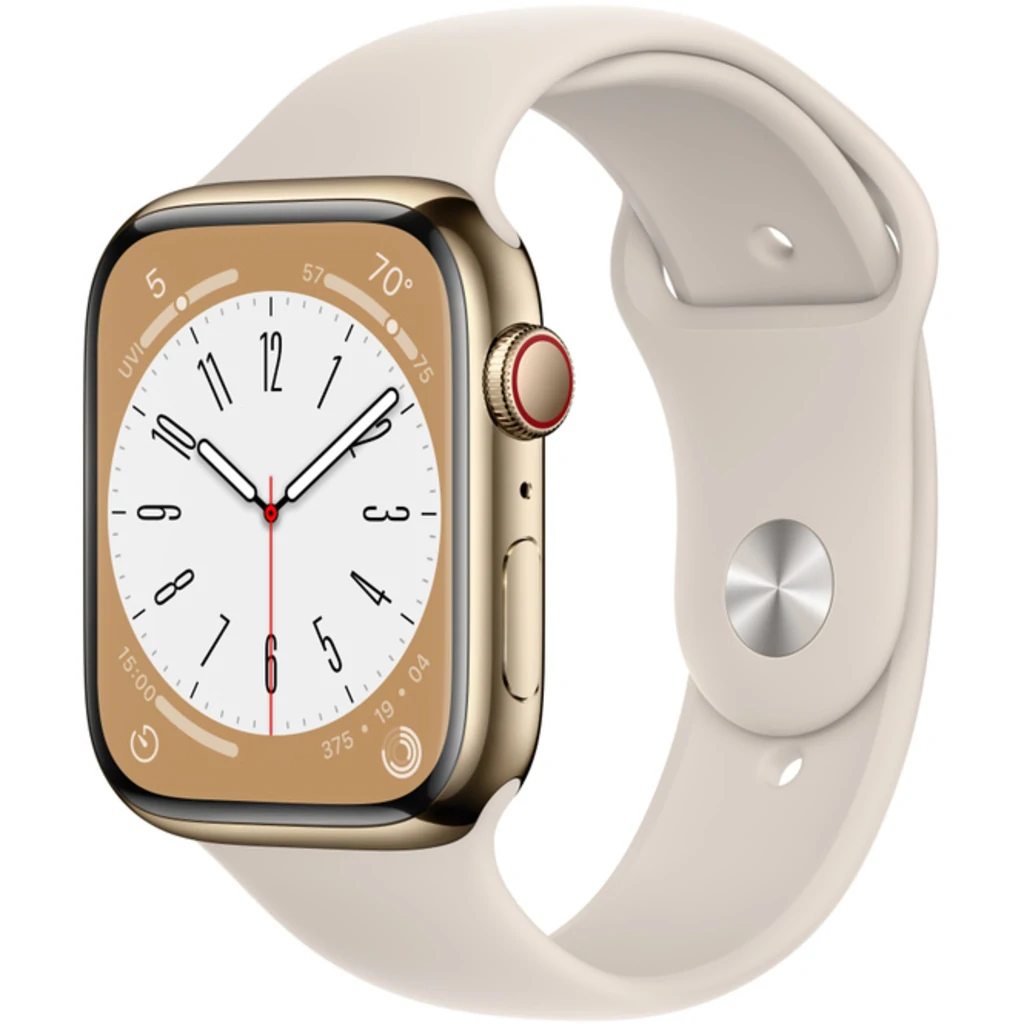 Смарт-годинник Apple Watch Series 8 GPS + Cellular 45mm Gold Stainless Steel Case with Starlight Sport Band (MNKM3)