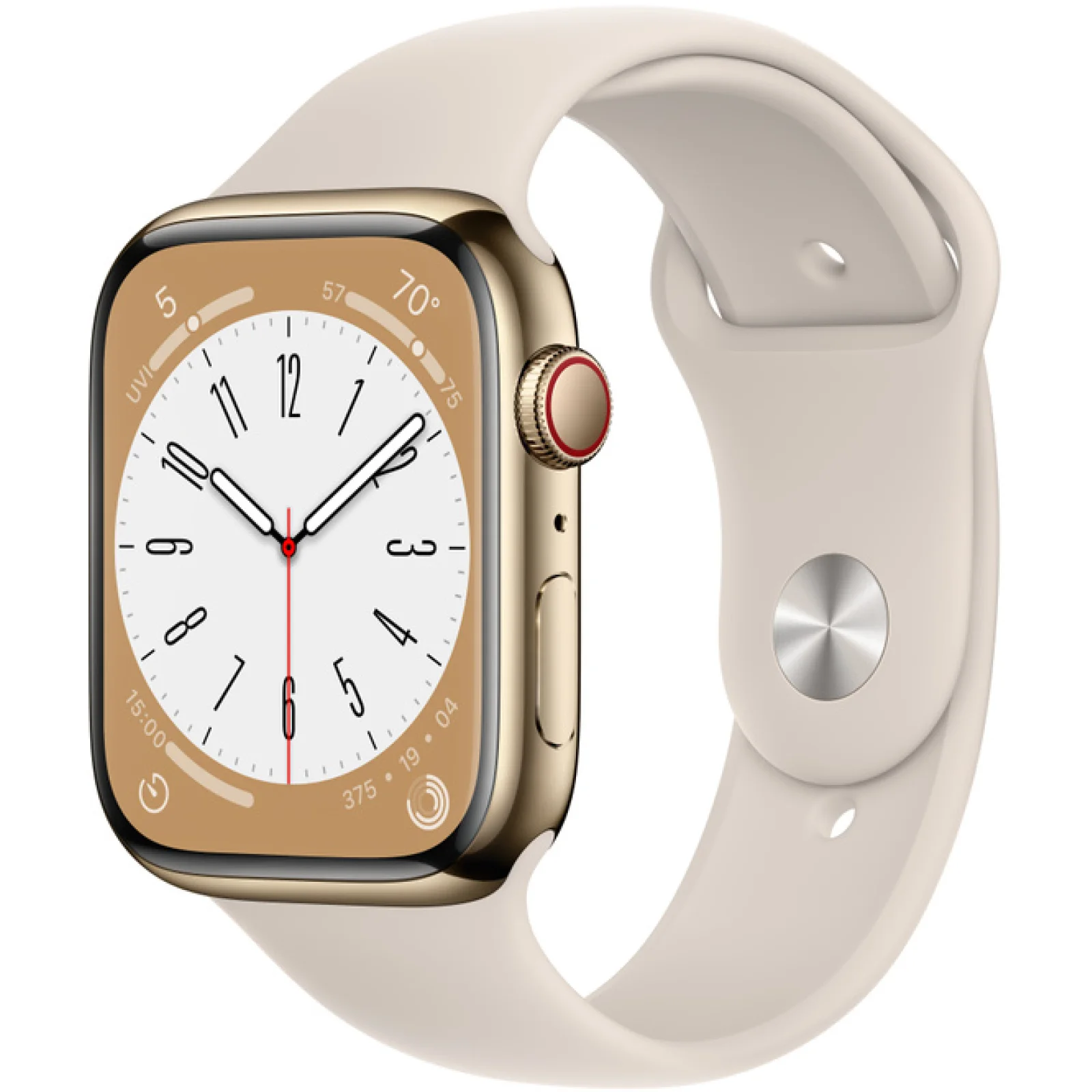 Смарт-годинник Apple Watch Series 8 GPS + Cellular 45mm Gold Stainless Steel Case with Starlight Sport Band (MNKM3)