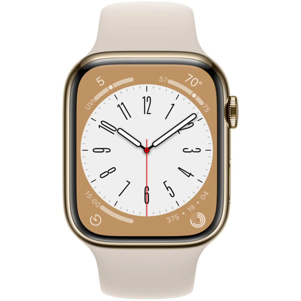 Смарт-годинник Apple Watch Series 8 GPS + Cellular 45mm Gold Stainless Steel Case with Starlight Sport Band (MNKM3)