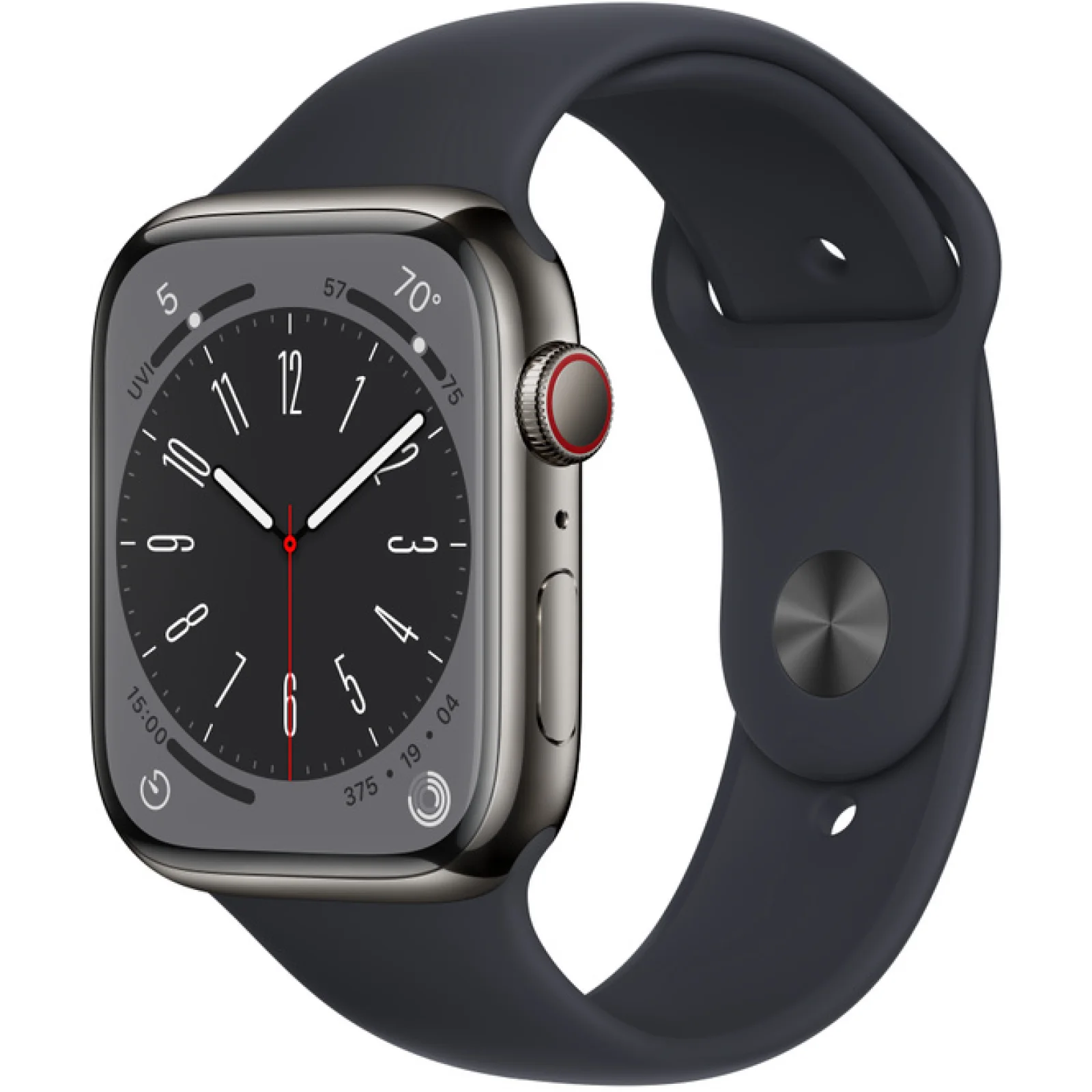Смарт-годинник Apple Watch Series 8 GPS + Cellular 45mm Graphite Stainless Steel Case with Midnight Sport Band (MNKU3)