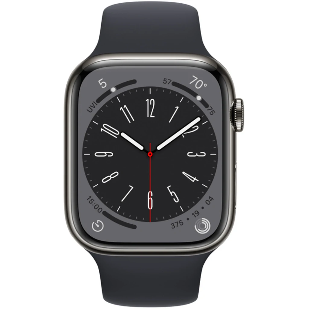 Смарт-годинник Apple Watch Series 8 GPS + Cellular 45mm Graphite Stainless Steel Case with Midnight Sport Band (MNKU3)