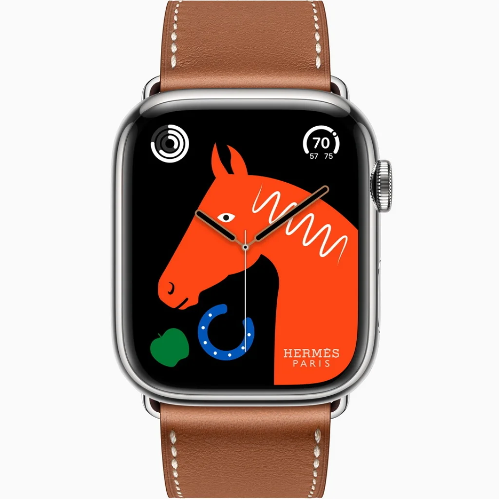 Смарт-часы Apple Watch Hermes Series 8 GPS + Cellular 45mm Silver Stainless Steel Case with Gold Single Tour (MNL03)