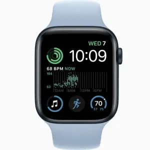 Смарт-часы Apple Watch SE 2 GPS 44mm Midnight Aluminum Case with Sky Sport Band S/M (MNLC3, MR363)