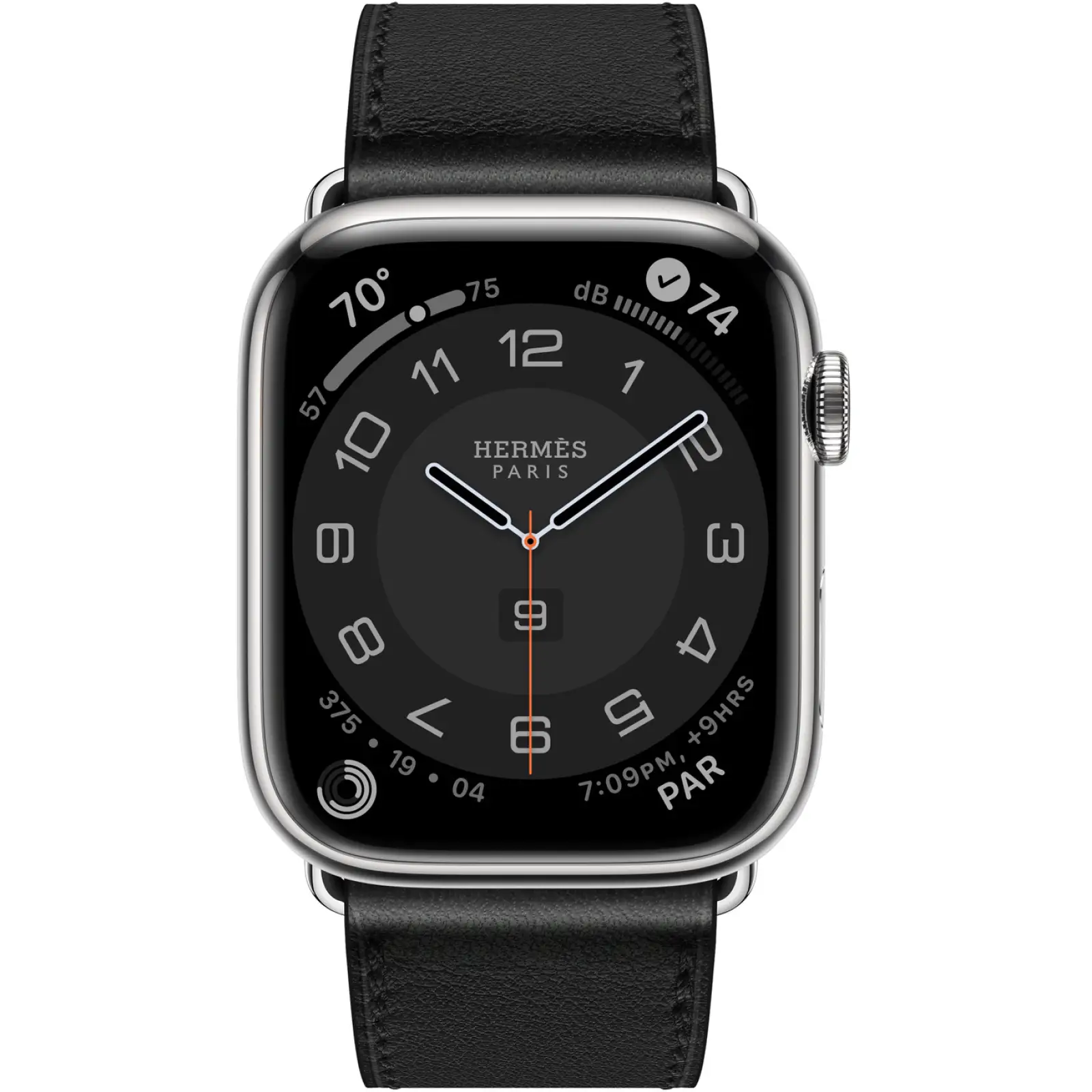 Смарт-годинник Apple Watch Hermes Series 8 GPS + Cellular 45mm Silver Stainless Steel Case with Noir Single Tour Deployment Buckle (MNNR3, MKGG3)