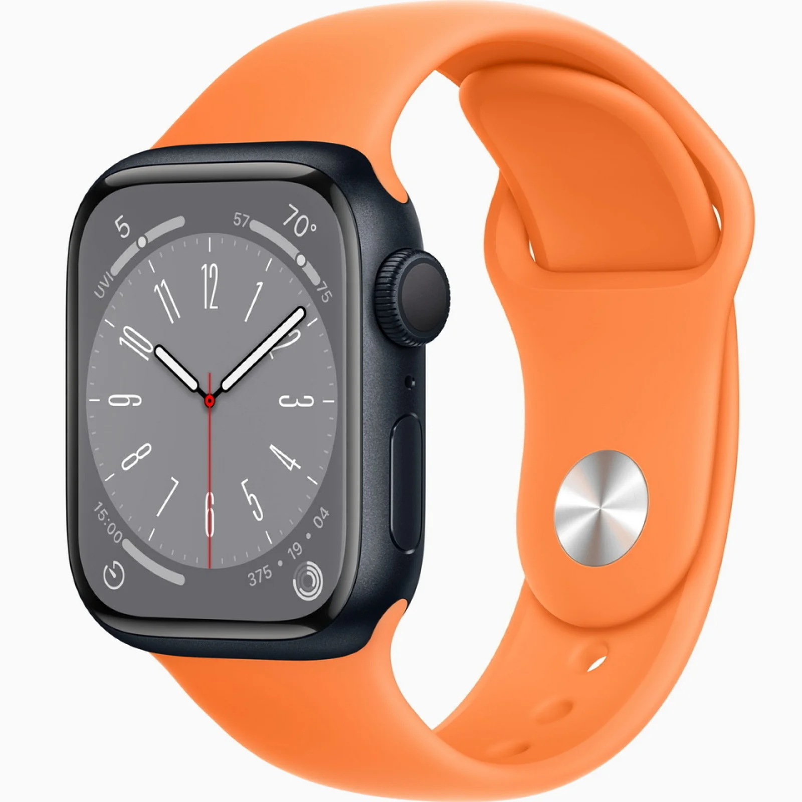 Смарт-часы Apple Watch Series 8 GPS 41mm Midnight Aluminum Case with Bright Orange Sport Band (MNPC3, MR2V3)