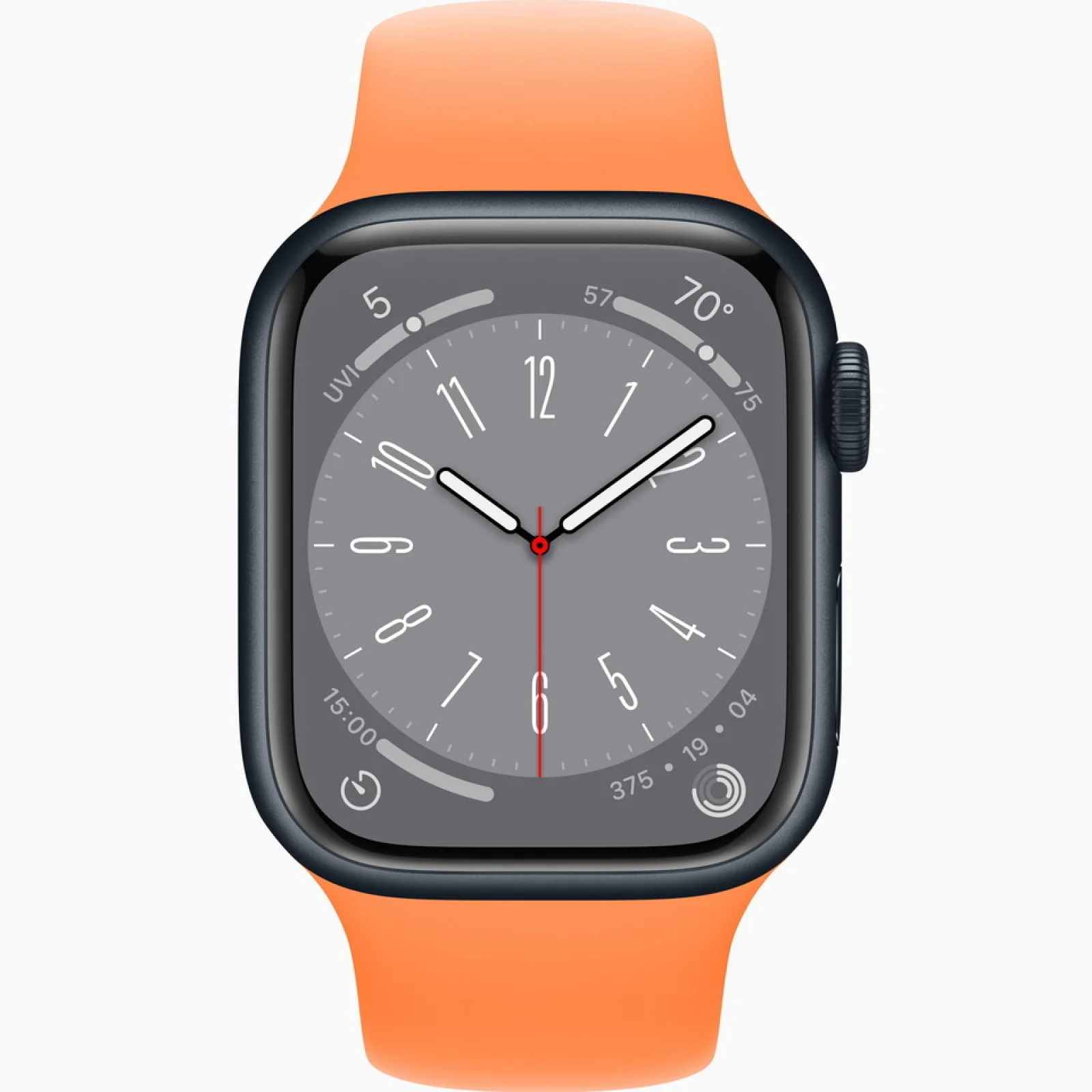 Смарт-часы Apple Watch Series 8 GPS 41mm Midnight Aluminum Case with Bright Orange Sport Band (MNPC3, MR2V3)