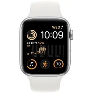 Смарт-часы Apple Watch SE 2 GPS + Cellular 44mm Silver Aluminum Case with White Sport Band S/M (MNU13)