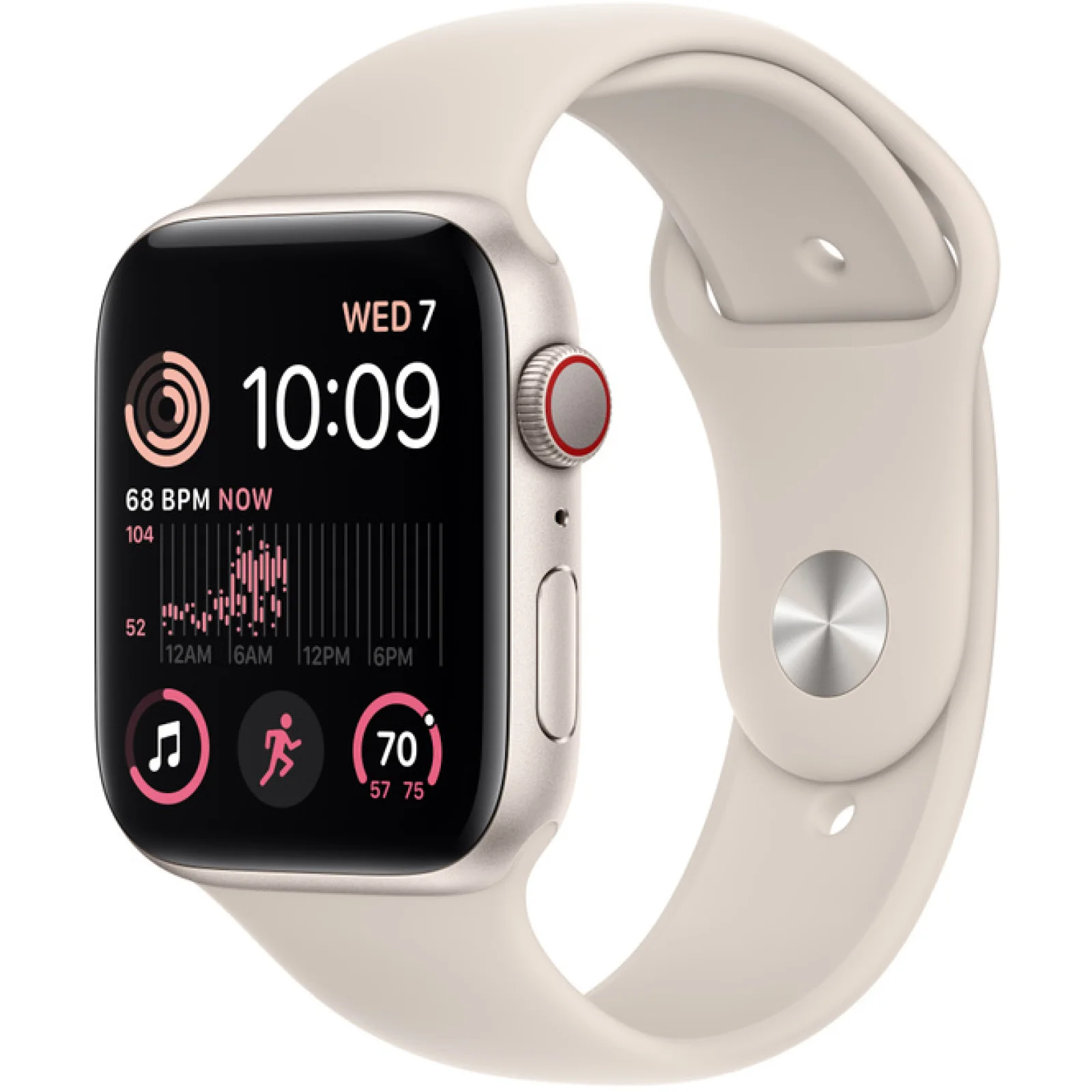 Смарт-годинник Apple Watch SE 2 GPS + Cellular 44mm Starlight Aluminum Case with Starlight Sport Band S/M (MRGT3)