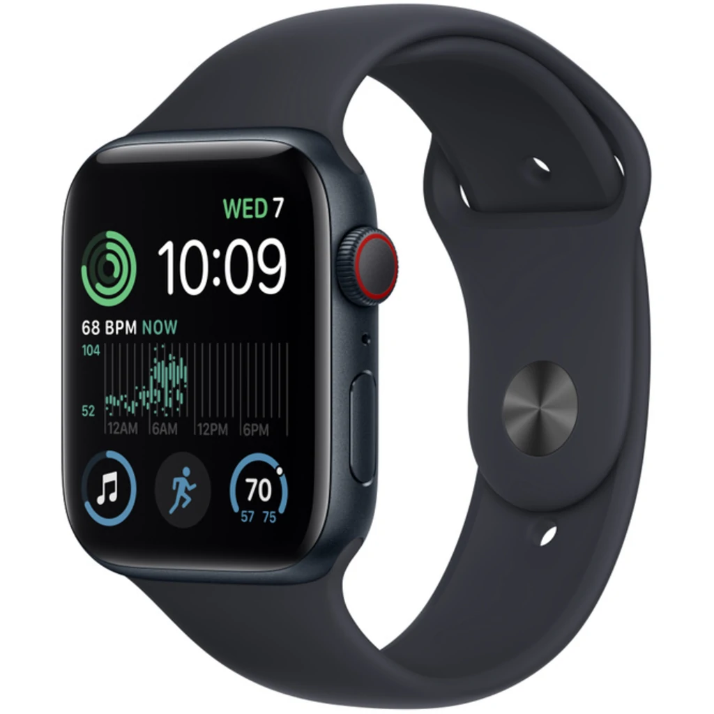 Смарт-годинник Apple Watch SE 2 GPS + Cellular 44mm Midnight Aluminum Case with Midnight Sport Band M/L (MRH93, MRH73)