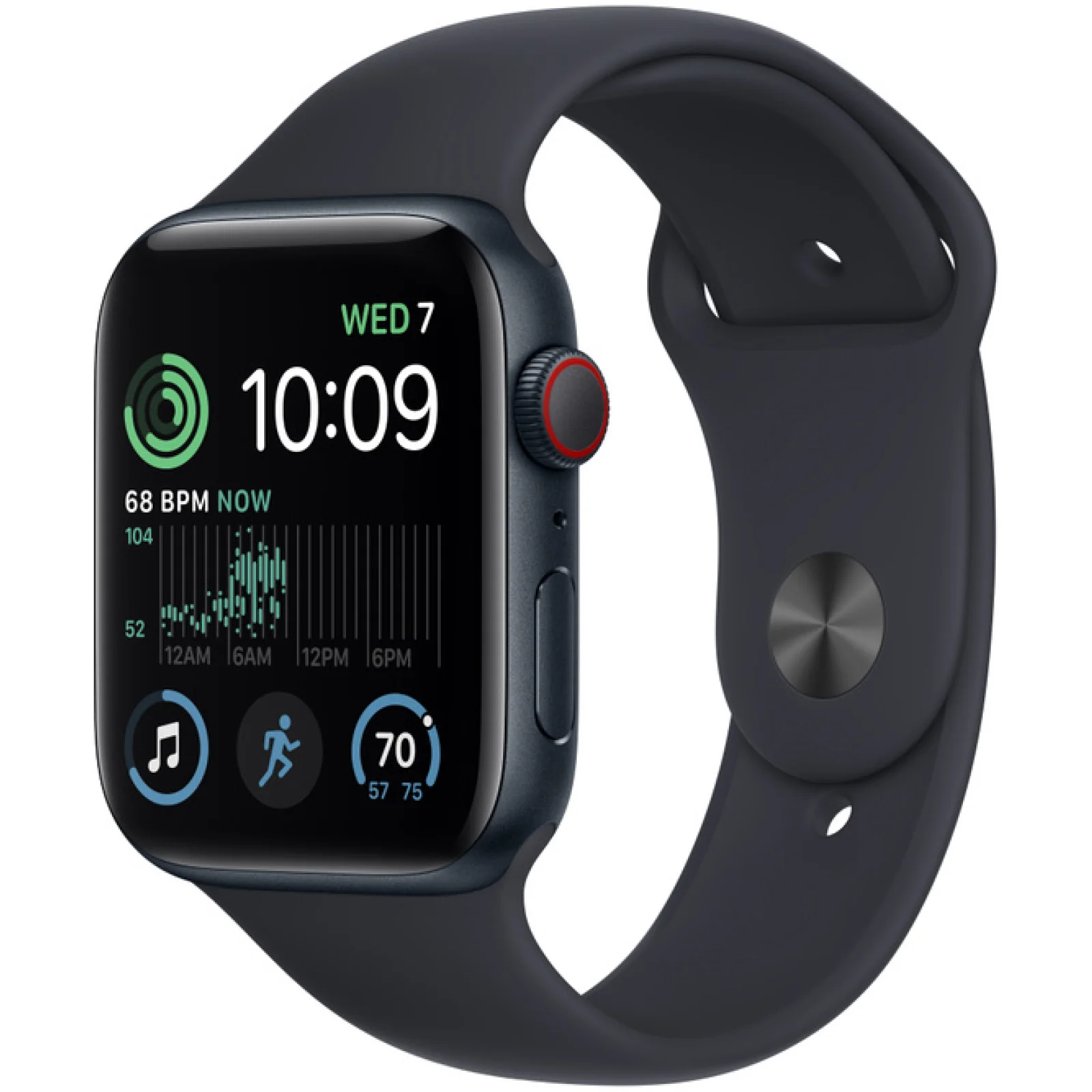 Смарт-часы Apple Watch SE 2 GPS + Cellular 44mm Midnight Aluminum Case with Midnight Sport Band M/L (MRH93, MRH73)