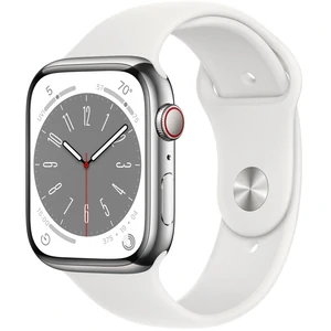 Смарт-годинник Apple Watch Series 8 GPS + Cellular 41mm Silver Stainless Steel Case with White Sport Band (MNJ53)