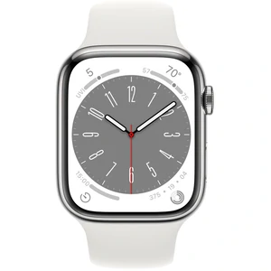 Смарт-годинник Apple Watch Series 8 GPS + Cellular 41mm Silver Stainless Steel Case with White Sport Band (MNJ53)