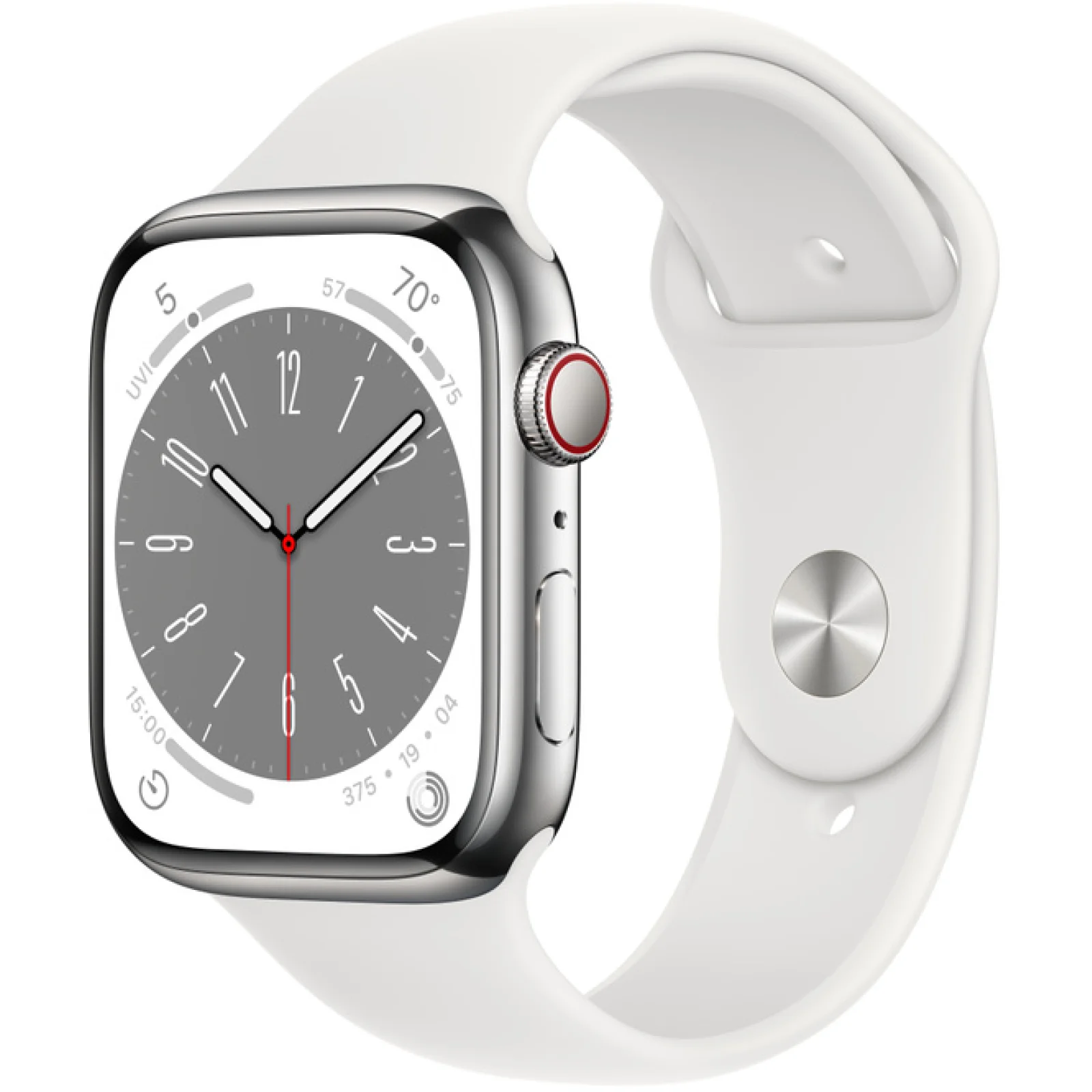 Смарт-годинник Apple Watch Series 8 GPS + Cellular 45mm Silver Aluminum Case with White Sport Band (MP4J3)