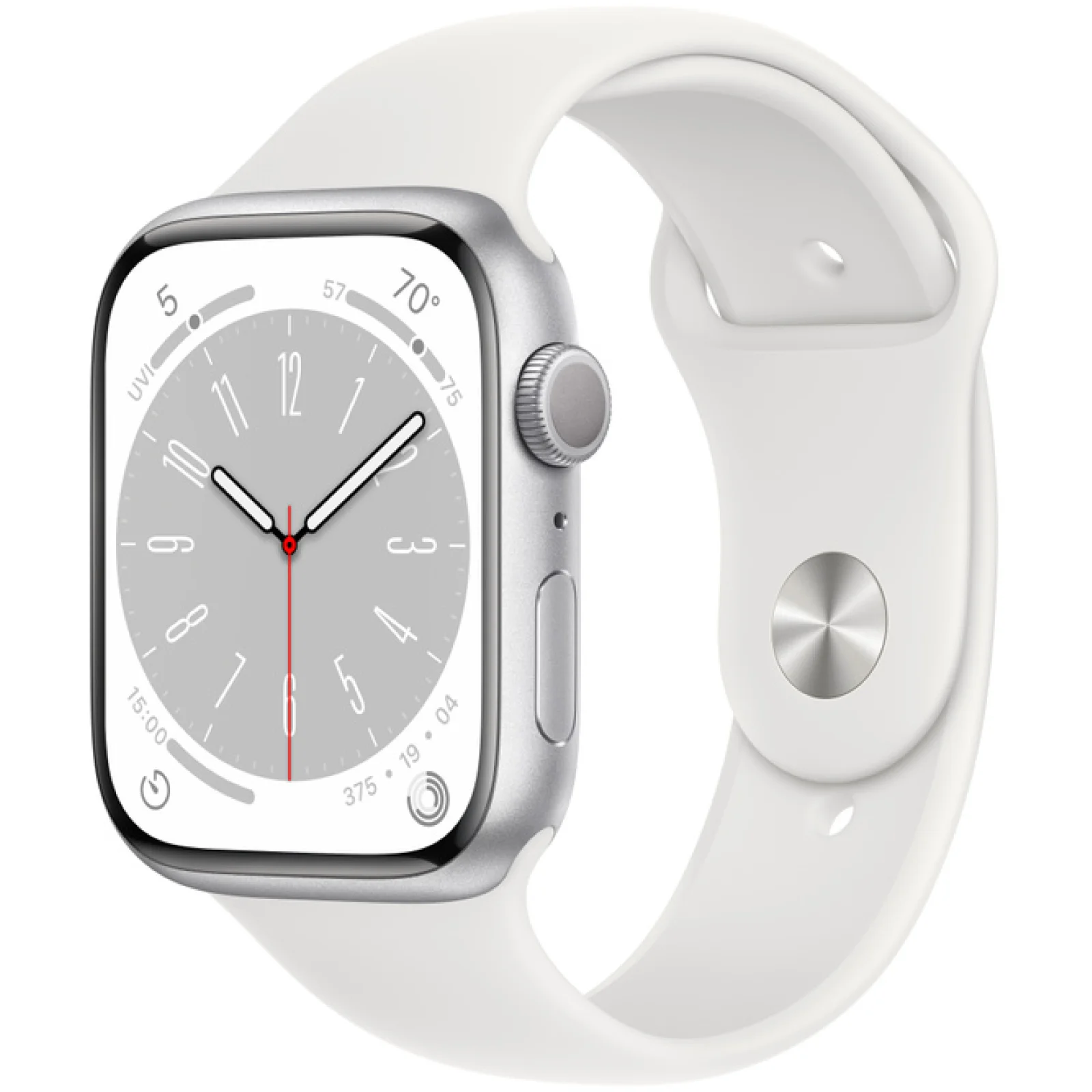 Смарт-годинник Apple Watch Series 8 GPS 45mm Silver Aluminum Case with White Sport Band (MP6N3)