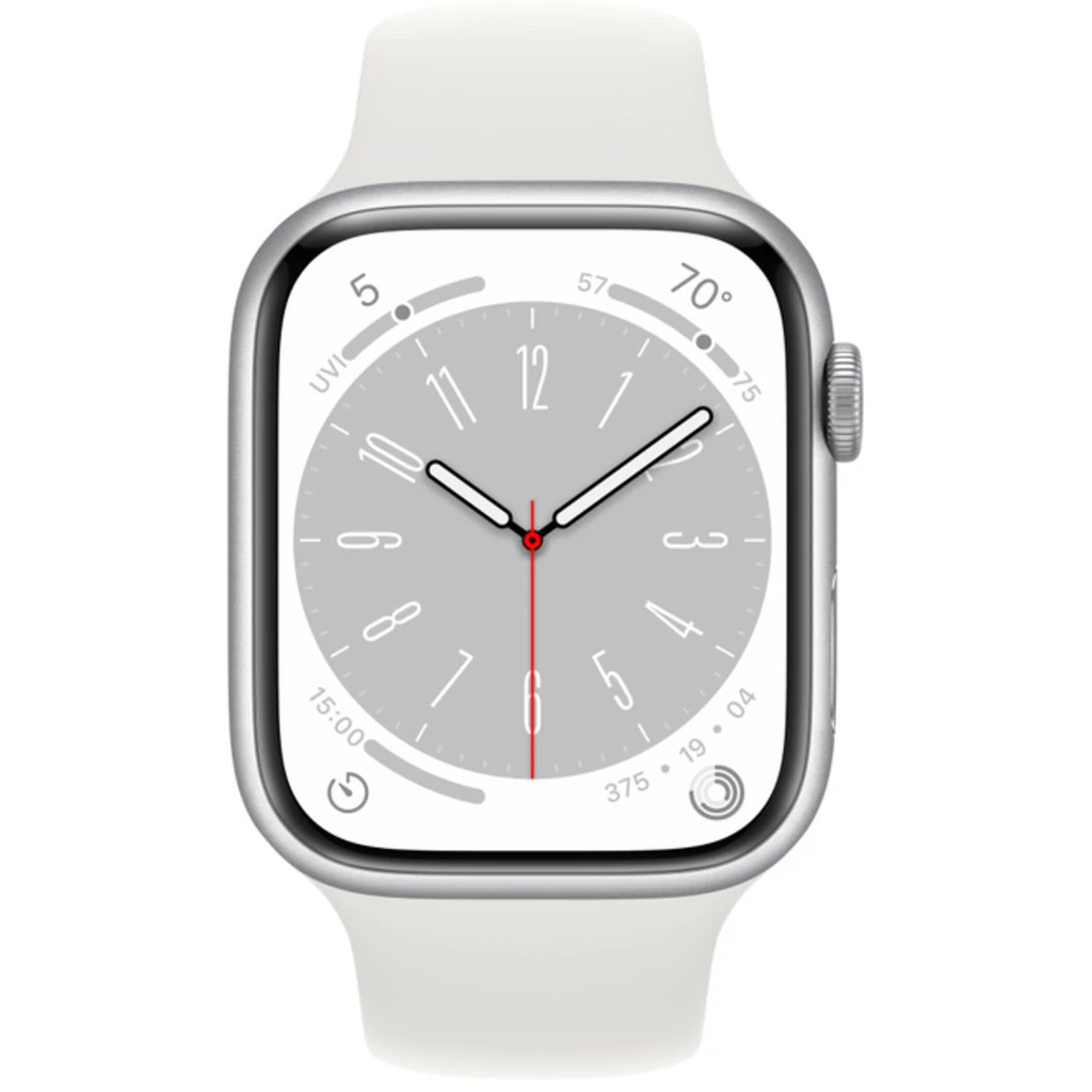 Смарт-годинник Apple Watch Series 8 GPS 45mm Silver Aluminum Case with White Sport Band (MP6N3)