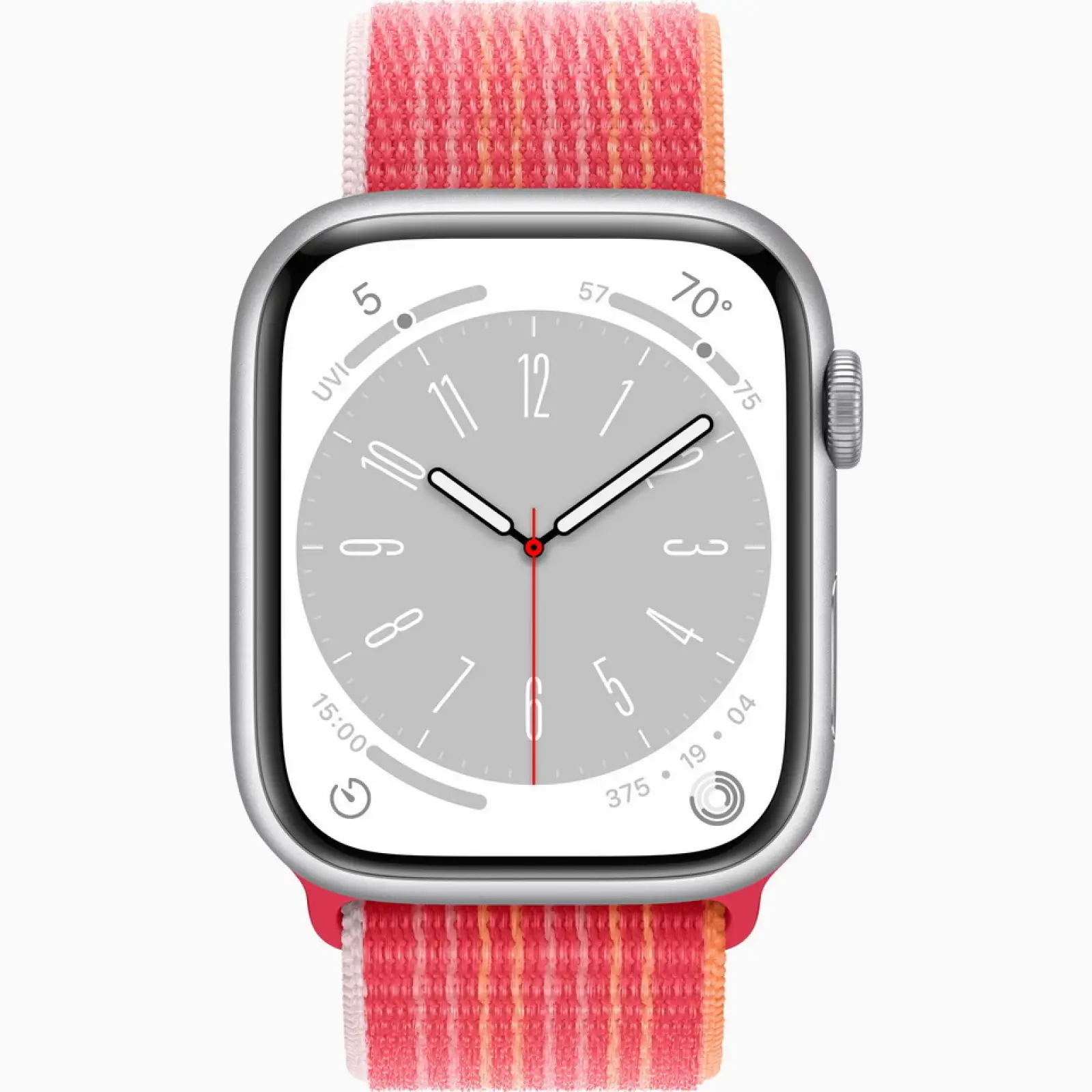 Смарт-часы Apple Watch Series 8 GPS 45mm Silver Aluminum Case with Product Red Sport Loop S/M (MP6T3, MPLF3)