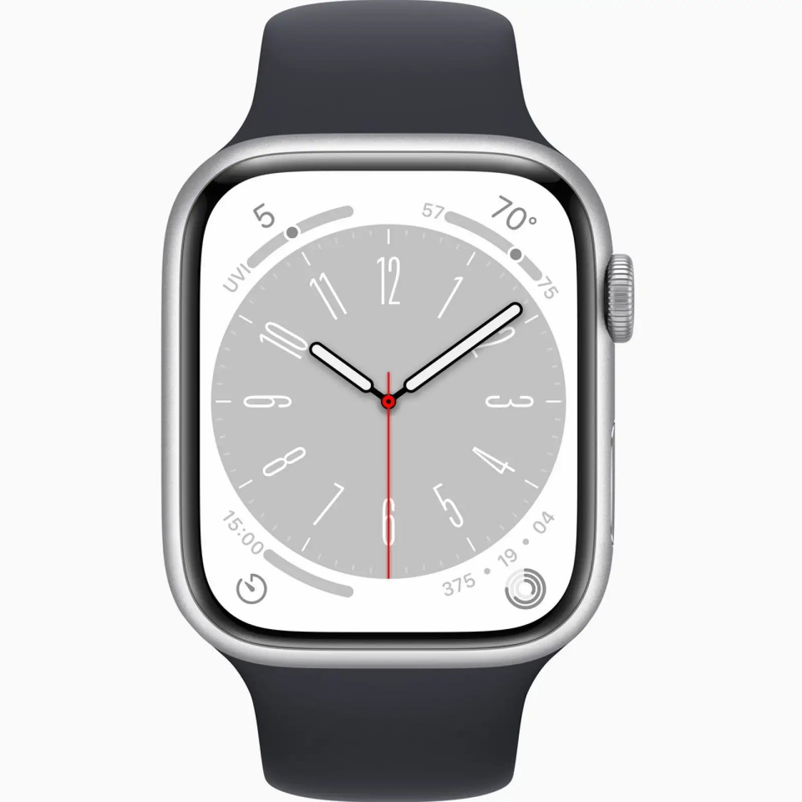 Смарт-часы Apple Watch Series 8 GPS 45mm Silver Aluminum Case with Midnight Sport Band M/L (MP6T3, MPLU3)