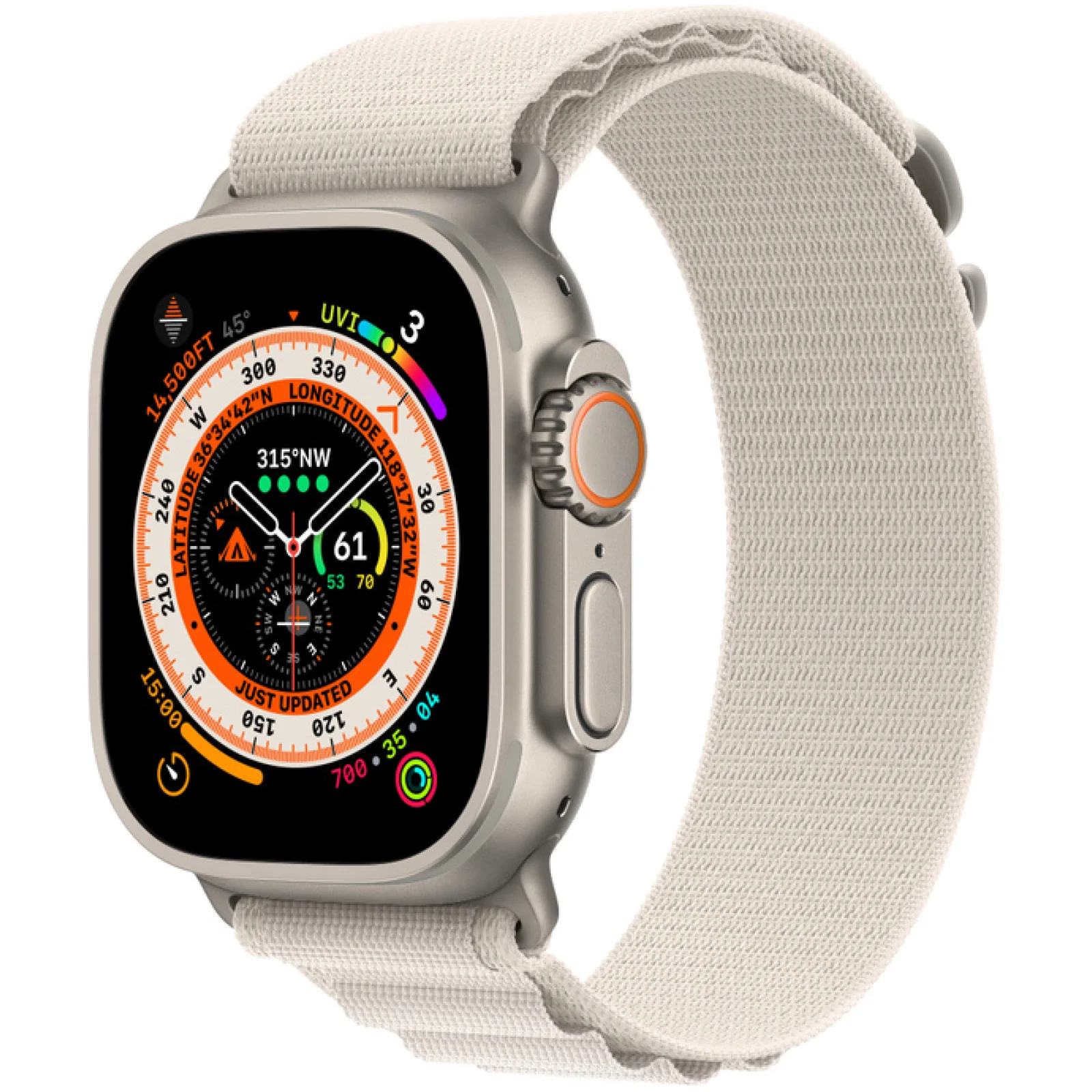 Смарт-годинник Apple Watch Ultra GPS + Cellular 49mm Titanium Case with Starlight Alpine Loop Medium (MQF03/MQFR3)
