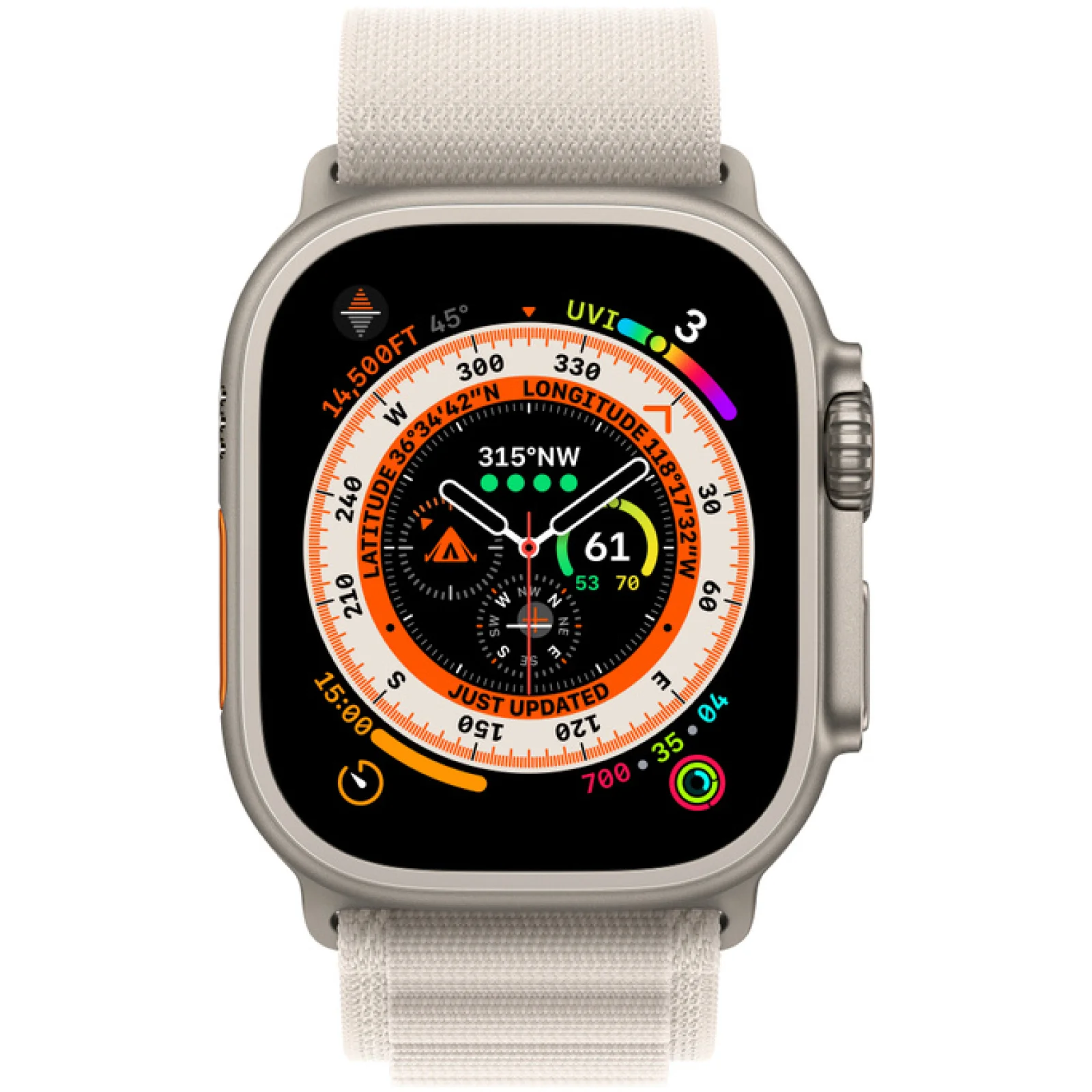 Смарт-годинник Apple Watch Ultra GPS + Cellular 49mm Titanium Case with Starlight Alpine Loop Medium (MQF03/MQFR3)