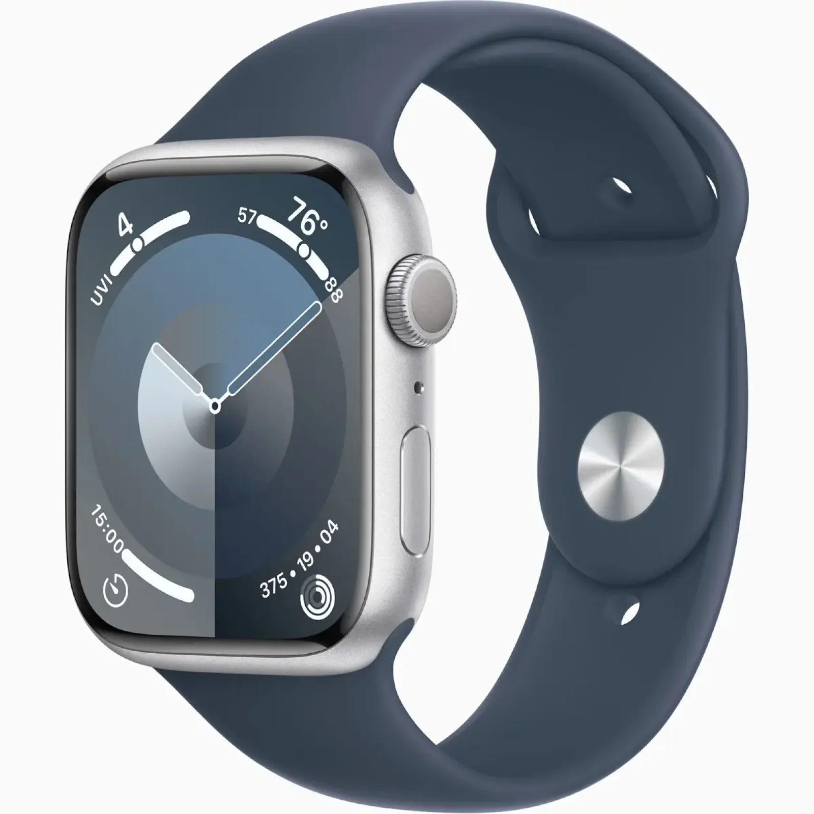 Смарт-часы Apple Watch Series 9 GPS 41mm Silver Aluminum Case with Storm Blue Sport Band S/M (MR903)